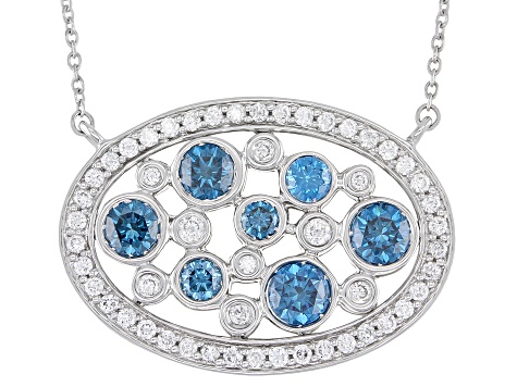 Blue And White Lab-Grown Diamond 14k White Gold Necklace 2.00ctw