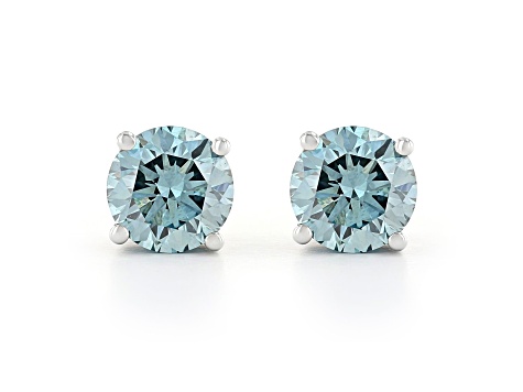 Blue Lab-Grown Diamond 14K White Gold Stud Earrings 1.00ctw