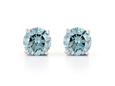 Blue Lab-Grown Diamond 14K White Gold Stud Earrings 1.00ctw