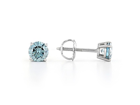 Blue Lab-Grown Diamond 14K White Gold Stud Earrings 1.00ctw