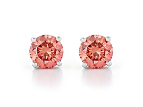 Pink Lab-Grown Diamond 14K White Gold Stud Earrings 1.00ctw