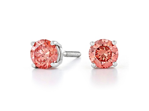 Pink Lab-Grown Diamond 14K White Gold Stud Earrings 1.00ctw