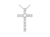 White Lab-Grown 14k White Gold Cross Pendant With Cable Chain 1.00ctw