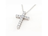 White Lab-Grown 14k White Gold Cross Pendant With Cable Chain 1.00ctw