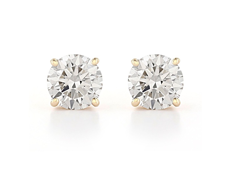 Certified White Lab-Grown Diamond H-I SI 14k Yellow Gold Stud Earrings 2.00ctw