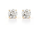Certified White Lab-Grown Diamond H-I SI 14k Yellow Gold Stud Earrings 2.00ctw