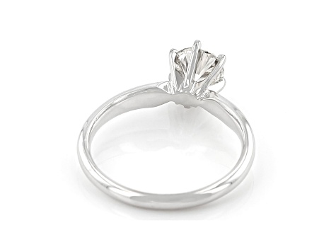 white lab-grown diamond, 14k white gold solitaire engagement ring. 0.90ctw