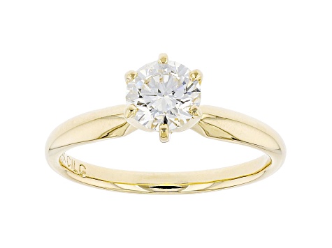 White Lab-Grown Diamond 14k Yellow Gold Solitaire Engagement Ring 0.90ctw