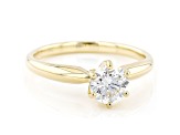 White Lab-Grown Diamond 14k Yellow Gold Solitaire Engagement Ring 0.90ctw