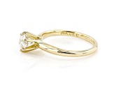 White Lab-Grown Diamond 14k Yellow Gold Solitaire Engagement Ring 0.90ctw