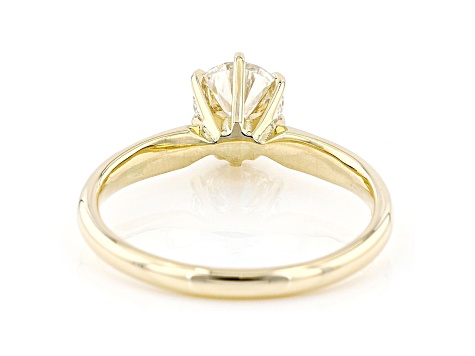 White Lab-Grown Diamond 14k Yellow Gold Solitaire Engagement Ring 0.90ctw