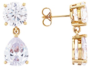Gold Tone Over Brass with Cubic Zirconia Earrings 23.08ctw