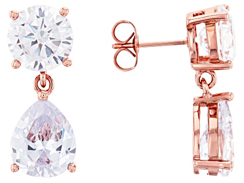 Rose Tone Over Brass with Cubic Zirconia Earrings 23.08ctw