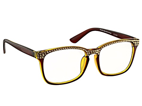 Champagne Crystal Brown Frame Reading Glasses 2.00 Strength