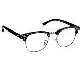 2.00 Strength Black  Frame with Black Crystal Accent Reading Glasses