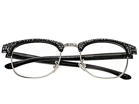 2.00 Strength Black  Frame with Black Crystal Accent Reading Glasses