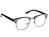 1.50 Strength Black  Frame with White Crystal Accent Reading Glasses