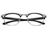 2.00 Strength Black  Frame with White Crystal Accent Reading Glasses