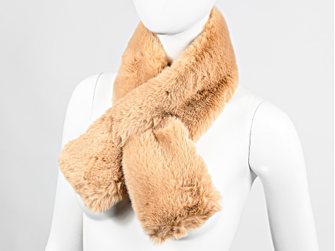 Camel Faux Fur 100% Polyester 5" x 36" Scarf
