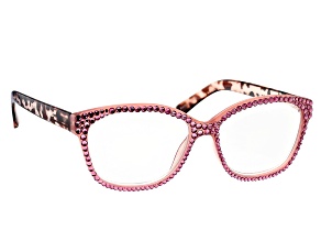 Pink Crystal, Pink and Brown Leopard Frame Reading Glasses 1.50 Strength