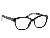 Black Crystal, Black and White Marble Frame Reading Glasses 1.50 Strength