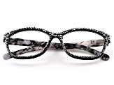 Black Crystal, Black and White Marble Frame Reading Glasses 1.50 Strength
