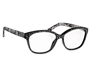 Black Crystal, Black and White Marble Frame Reading Glasses 2.50 Strength