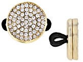 Gold Tone White Crystal Pave Button Mask Holder for Glasses