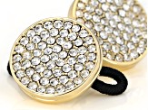 Gold Tone White Crystal Pave Button Mask Holder for Glasses
