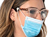 Gold Tone White Crystal Pave Button Mask Holder for Glasses