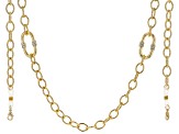 White Crystal Gold Tone Face Mask Chain Holder