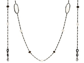 Gunmetal Tone Crystal and Mother-of-Pearl Face Mask Chain Holder