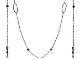 Gunmetal Tone Crystal and Mother-of-Pearl Face Mask Chain Holder