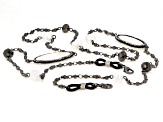 Gunmetal Tone Crystal and Mother-of-Pearl Face Mask Chain Holder