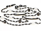 Gunmetal Tone Crystal and Mother-of-Pearl Face Mask Chain Holder