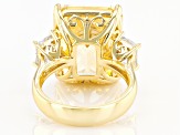 Yellow And White Cubic Zirconia Gold Tone Emerald Cut Ring 32.80ctw