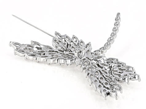 Clear Cubic Zirconia Silver Tone Dragonfly Pin/Enhancer 43.00ctw