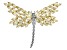 Clear and Yellow Cubic Zirconia Silver Tone Dragonfly Pin/Enhancer  43.00ctw