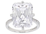 Silver Tone Radiant Cut, Rectangular Octagonal Cubic Zirconia Ring 19.90ctw