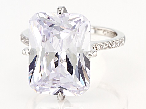 Silver Tone Radiant Cut, Rectangular Octagonal Cubic Zirconia Ring 19.90ctw