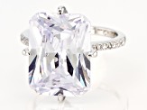 Silver Tone Radiant Cut, Rectangular Octagonal Cubic Zirconia Ring 19.90ctw