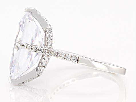 Silver Tone Radiant Cut, Rectangular Octagonal Cubic Zirconia Ring 19.90ctw