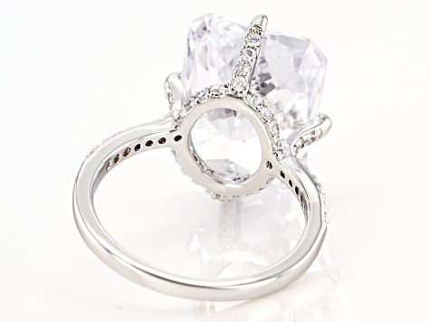 Silver Tone Radiant Cut, Rectangular Octagonal Cubic Zirconia Ring 19.90ctw