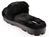 Black Faux Fur Slipper