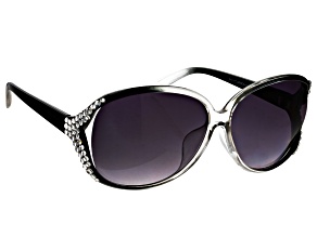 Black Frame with White Crystal Sunglasses