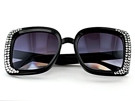 Black Frame with White Crystal Sunglasses