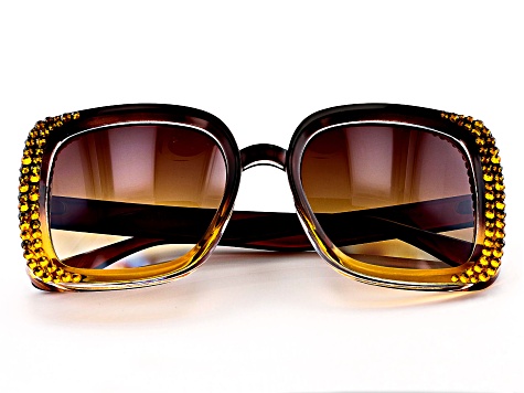 Brown Tortoise Color Frame with Champagne Crystal Sunglasses