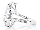 White Pear Shaped Cubic Zirconia Silver Tone Statement Ring 17.00ctw
