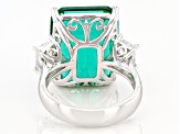 Green Crystal  And 1.80CTW White Cubic Zirconia Emerald Cut Ring