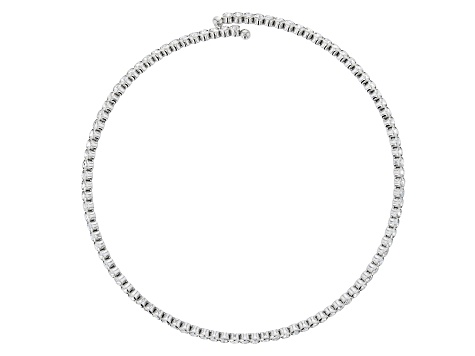 White Crystal Silver Tone Collar Necklace